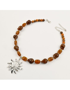 Collar de Acrílico Orgánico con Dije de Sol Mayor | Infinita Moda