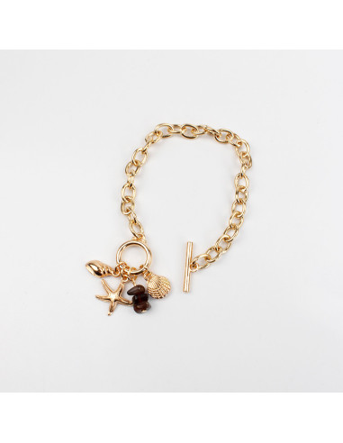Pulsera con Dijes Marinos en Dorado por Mayor | Infinita Moda