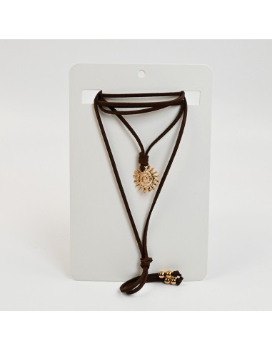 Collar de Gamuza conDije de Sol por Mayor | Infinita Moda