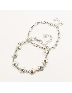 Pulsera con Dijes de Sol en Níquel por Mayor