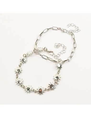 Pulsera con Dijes de Sol en Níquel por Mayor