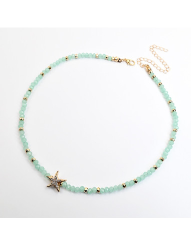 Collar de Piedras de Cristal con Estrella de Mar | Mayorista