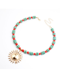 Collar de Cuentas Combinadas con Dije de Sol | Infinita Moda