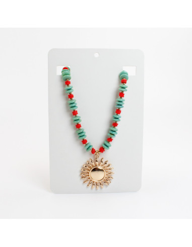 Collar de Cuentas Combinadas con Dije de Sol | Infinita Moda