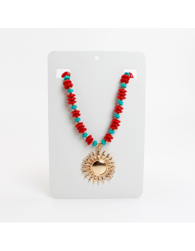 Collar de Cuentas Combinadas con Dije de Sol | Infinita Moda