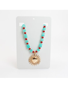 Collar de Cuentas Combinadas con Dije de Sol | Infinita Moda