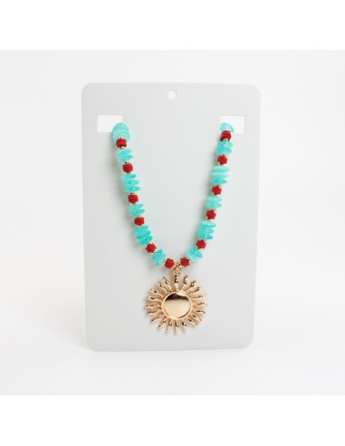 Collar de Cuentas Combinadas con Dije de Sol | Infinita Moda