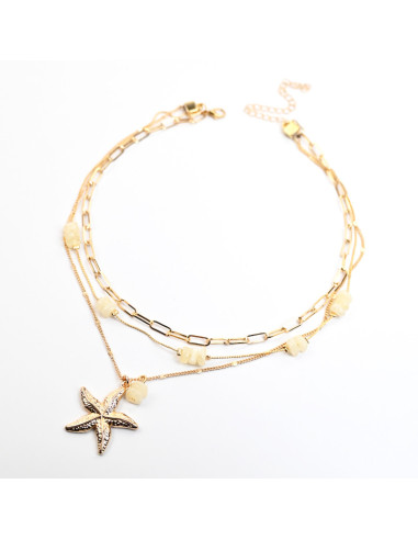 Collar Multicadena Estrella de Mar |Infinita Moda| Mayorista de Bijou